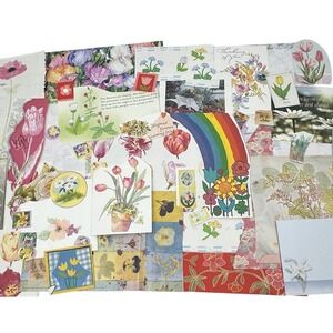 VTG Spring Flowers Floral Ephemera Lot Junk Journals Scrapbook Decoupage 50+